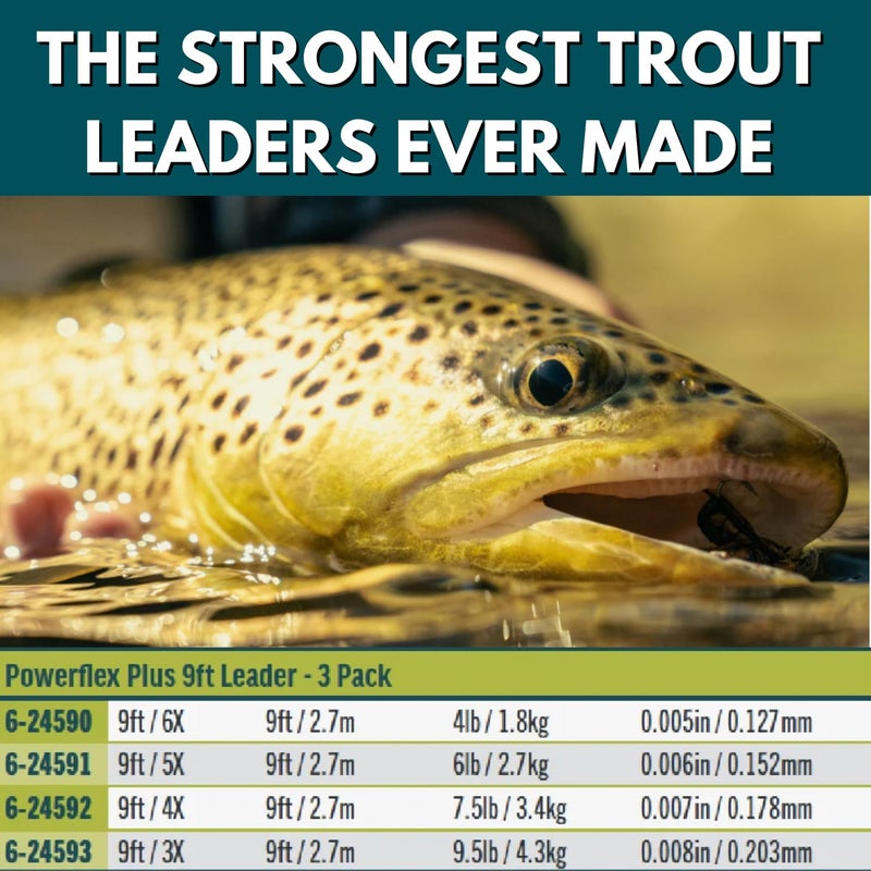RIO PRODUCTS Trout Powerflex Plus Leader, Pre-Tied Loop for Easy Rigging, High Performance Tapered Leader Line, Clear, 9FT, 3X, Pack of 3 - Image 2